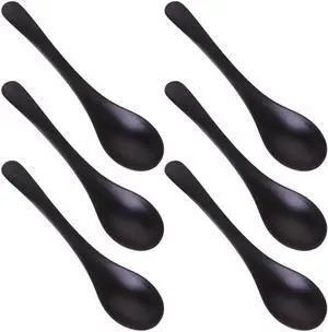 6Pcs Matte Black Soup Spoons Imitation Porcelain Flatware | for Home and Restaurant Use Tableware for Miso Ramen Wonton and Desserts Matte Black7.8In 6Pcs Matte Black Soup Spoons Imitation Porcelain Flatware | for Home and Restaurant Use Tableware for Miso Ramen Wonton and Desserts Matte Black7.8In