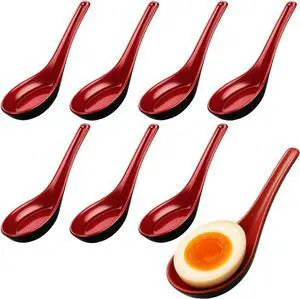 JapanBargain 2384, Set of 8 Soup Spoons Asian Japanese Chinese Wonton Soba Rice Pho Ramen Noodle Soup Spoons, Red/Black JapanBargain 2384, Set of 8 Soup Spoons Asian Japanese Chinese Wonton Soba Rice Pho Ramen Noodle Soup Spoons, Red/Black