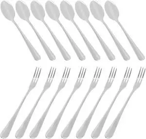 Set of 16 Demitasse Espresso Spoon (4 inch) and Stainless Steel Forks (4.8 inch), DaKuan Mini Coffee Spoons & Cake Forks for Dessert, Tea, Appetizer Set of 16 Demitasse Espresso Spoon (4 inch) and Stainless Steel Forks (4.8 inch), DaKuan Mini Coffee Spoons & Cake Forks for Dessert, Tea, Appetizer