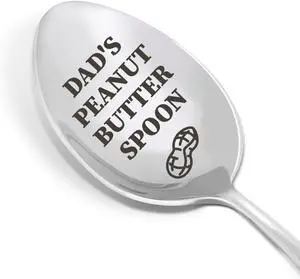 Dad's Peanut Butter Spoon Gift - Father's Day, Birthday from Son or Daughter - Best Dad Ever Engraved Stainless Steel Spoon, 7.5 Inches, Silver Dad's Peanut Butter Spoon Gift - Father's Day, Birthday from Son or Daughter - Best Dad Ever Engraved Stainless Steel Spoon, 7.5 Inches, Silver