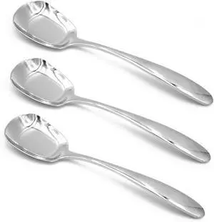 Stainless Steel Soup Spoons Set of 3 - Table Spoons With Special Square Design, Mirror Polish, Small Size (6.1 Inches Length, 1.53 Inches Width, 0.11inch Thickness) Stainless Steel Soup Spoons Set of 3 - Table Spoons With Special Square Design, Mirror Polish, Small Size (6.1 Inches Length, 1.53 Inches Width, 0.11inch Thickness)