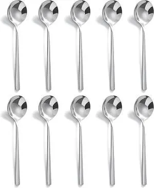 Comicfs 10Pcs 5.3 Inch Coffee Spoons, SUS 304 Stainless Steel Espresso Spoons, Teaspoons Set for Coffee Tea Sugar Dessert Cake Ice Cream Soup Antipasto Cappuccino (10 Spoon, Silver) Comicfs 10Pcs 5.3 Inch Coffee Spoons, SUS 304 Stainless Steel Espresso Spoons, Teaspoons Set for Coffee Tea Sugar Dessert Cake Ice Cream Soup Antipasto Cappuccino (10 Spoon, Silver)
