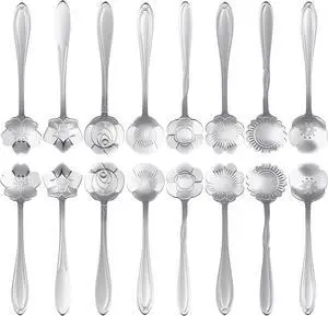 16 Pcs Teaspoon Tea Spoons, ESRISE Stainless Steel Cute Coffee Spoon for Tea Party Decorations (Silver) 16 Pcs Teaspoon Tea Spoons, ESRISE Stainless Steel Cute Coffee Spoon for Tea Party Decorations (Silver)