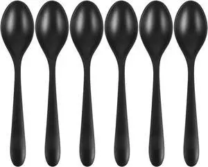 6-pack Black Frosted Soup Spoons 7.08 inch Melamine Flatware Imitation Porcelain Spoon Set for Wonton Miso Dessert Home Kitchen Restaurant Catering Use 6-pack Black Frosted Soup Spoons 7.08 inch Melamine Flatware Imitation Porcelain Spoon Set for Wonton Miso Dessert Home Kitchen Restaurant Catering Use