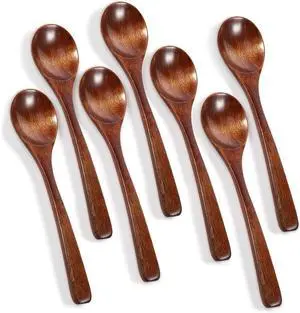 7 Pcs Wooden Spoons for Eating, Wood Table Spoon Set, 7 Inch Wood Soup Spoons, Wooden Honey Spoon for Tea, Teaspoon Utensils for Cooking, Eating, Dessert, Honey, Stirring Coffee 7 Pcs Wooden Spoons for Eating, Wood Table Spoon Set, 7 Inch Wood Soup Spoons, Wooden Honey Spoon for Tea, Teaspoon Utensils for Cooking, Eating, Dessert, Honey, Stirring Coffee