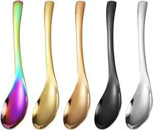Mirror Finish Stainless Steel Serving Spoons - Soup, Dessert, Coffee & Ice Cream (5, multicolour) Mirror Finish Stainless Steel Serving Spoons - Soup, Dessert, Coffee & Ice Cream (5, multicolour)