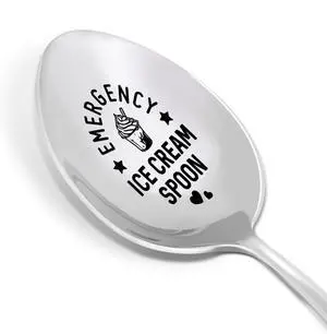Ice Cream Lovers Spoon Gift for Women Men, Birthday Christmas Gift for Kids Mom Dad Grandma Grandpa, Emergency Ice Cream Spoon, Engraved Ice Cream Spoons Stainless Steel Ice Cream Lovers Spoon Gift for Women Men, Birthday Christmas Gift for Kids Mom Dad Grandma Grandpa, Emergency Ice Cream Spoon, Engraved Ice Cream Spoons Stainless Steel