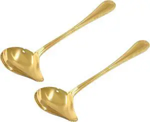 2 Pcs Stainless Steel Sauce Ladle with Pouring Spout, Gold | Long Handle, Soup Ladle, Gravy Ladle, Sauce Drizzle Spoon 2 Pcs Stainless Steel Sauce Ladle with Pouring Spout, Gold | Long Handle, Soup Ladle, Gravy Ladle, Sauce Drizzle Spoon