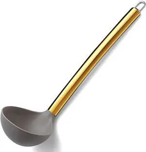 Gold Ladle, Berglander Non-stick Silicone Kitchen Ladle With Titainium Gold Plating handle, Soup Ladle, Cooking Ladle Soup Spoon For Cooking, Dishwasher Safe, Easy to Clean Gold Ladle, Berglander Non-stick Silicone Kitchen Ladle With Titainium Gold Plating handle, Soup Ladle, Cooking Ladle Soup Spoon For Cooking, Dishwasher Safe, Easy to Clean