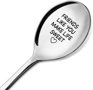Friends Like You Make Life Sweet Engraved Stainless Steel Spoon, Cute Love Heart Engraved Spoons for Having Coffee Tea, Christmas Birthday Gifts for Coffee Tea Lover Friends Family Bestie Friends Like You Make Life Sweet Engraved Stainless Steel Spoon, Cute Love Heart Engraved Spoons for Having Coffee Tea, Christmas Birthday Gifts for Coffee Tea Lover Friends Family Bestie