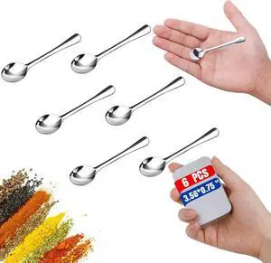 6PCS Tiny Spoons Upgraded Larger Size 3.56 inch - Mini Stainless Steel Spoons for Salt Jars Spice Jars, SUS 304 Food Grade Seasoning Spoon for Powder Spices, Pepper, Sugar, Coffee 6PCS Tiny Spoons Upgraded Larger Size 3.56 inch - Mini Stainless Steel Spoons for Salt Jars Spice Jars, SUS 304 Food Grade Seasoning Spoon for Powder Spices, Pepper, Sugar, Coffee