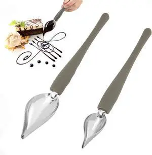 LUTER 2Pcs Precision Culinary Drawing Drizzle Spoon, Stainless Steel Saucier Drizzling Spoon with Tapered Spout Chocolate Dipping Sauce Drizzler Chef Plating Tool for Cake Dessert Decorating (2 Sizes) LUTER 2Pcs Precision Culinary Drawing Drizzle Spoon, Stainless Steel Saucier Drizzling Spoon with Tapered Spout Chocolate Dipping Sauce Drizzler Chef Plating Tool for Cake Dessert Decorating (2 Sizes)