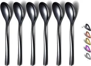 Black Demitasse Espresso Spoons, 5.5'' Mini Coffee Spoons, Set of 6, Stainless Steel, Dishwasher Safe Black Demitasse Espresso Spoons, 5.5'' Mini Coffee Spoons, Set of 6, Stainless Steel, Dishwasher Safe