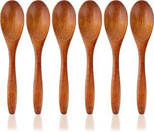 6 Pack Small Wooden Spoons, 5.8 Inch Oval Spoons for Honey, Wood Table Spoons for Stirring Coffee and Tea 6 Pack Small Wooden Spoons, 5.8 Inch Oval Spoons for Honey, Wood Table Spoons for Stirring Coffee and Tea