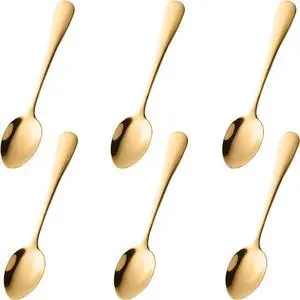 Demitasse Espresso Spoons Set of 6, Gold Stainless Steel Mini Coffee Spoons for Dessert, Tea, Appetizer, Dishwasher-Safe Tiny Stirring Small Teaspoons Demitasse Espresso Spoons Set of 6, Gold Stainless Steel Mini Coffee Spoons for Dessert, Tea, Appetizer, Dishwasher-Safe Tiny Stirring Small Teaspoons