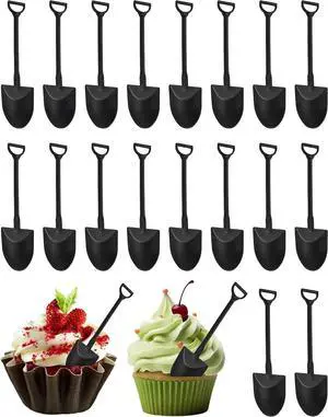 60 Pcs Black Mini Plastic Shovel Spoons, Small Dessert Sampling Spoons for Ice Cream, Cake, Snacks, Party Favors, Tasting Events Use 60 Pcs Black Mini Plastic Shovel Spoons, Small Dessert Sampling Spoons for Ice Cream, Cake, Snacks, Party Favors, Tasting Events Use