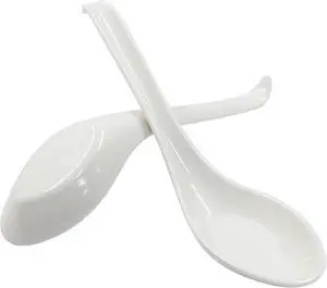Asian Soup Spoons, 2PCS, White Melamine | Chinese Japanese Miso Ramen, Wonton Dumpling Pho, Rice Noodle Soba Asian Soup Spoons, 2PCS, White Melamine | Chinese Japanese Miso Ramen, Wonton Dumpling Pho, Rice Noodle Soba