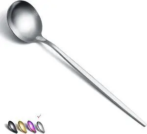 Matt Silver 6 Piece Stainless Steel Tablespoons, Soup & Dessert Spoons - 8.1 Inch, Dishwasher Safe Matt Silver 6 Piece Stainless Steel Tablespoons, Soup & Dessert Spoons - 8.1 Inch, Dishwasher Safe