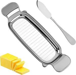 Butter & Cheese Slicer Cutter, Stainless Steel Cuts 0.25" Uniform Slices for Bread, Cheese, Fruits, Multi-Use Kitchen Tool, Dishwasher Safe, Portable for Camping & BBQs (COLOR:Silver) Butter & Cheese Slicer Cutter, Stainless Steel Cuts 0.25" Uniform Slices for Bread, Cheese, Fruits, Multi-Use Kitchen Tool, Dishwasher Safe, Portable for Camping & BBQs (COLOR:Silver)