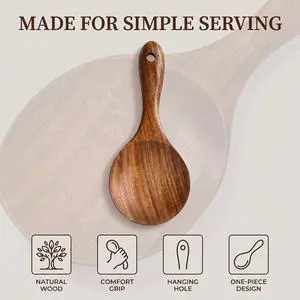 Natural Wooden Rice Spoon Non-stick Rice Paddle Rice Scooper Rice Serving Spoon Rice Spatula for Rice Potato Salads,Wooden Serving Spoons 7 inch Serving Utensils for Kitchen and Dining Natural Wooden Rice Spoon Non-stick Rice Paddle Rice Scooper Rice Serving Spoon Rice Spatula for Rice Potato Salads,Wooden Serving Spoons 7 inch Serving Utensils for Kitchen and Dining