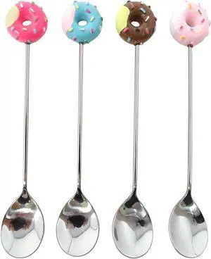 Honbay 4-Piece Decorative Multi-Colored Stainless Steel Dessert Spoons Honbay 4-Piece Decorative Multi-Colored Stainless Steel Dessert Spoons