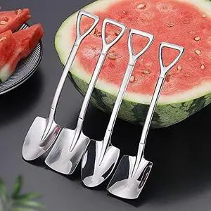 Aliotech Dessert Spoon Set, 4 Pcs 4.8" Shovel Shape Stainless Steel Spoons, Ice Cream Fruit Spoon for Home, Kitchen or Restaurant by Aliotech Aliotech Dessert Spoon Set, 4 Pcs 4.8" Shovel Shape Stainless Steel Spoons, Ice Cream Fruit Spoon for Home, Kitchen or Restaurant by Aliotech