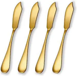 Berglander Stainless Steel Butter Knives Set of 4Pcs, Titanium Gold Plating 5.7" Butter Spreader Knife Cheese Knives for Butter, Cheese, Jam, Fruit Berglander Stainless Steel Butter Knives Set of 4Pcs, Titanium Gold Plating 5.7" Butter Spreader Knife Cheese Knives for Butter, Cheese, Jam, Fruit