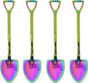 Honbay 4PCS Stainless Steel Shovel Shape Coffee Ice Cream Dessert Spoons for Home and Party (colorful) Honbay 4PCS Stainless Steel Shovel Shape Coffee Ice Cream Dessert Spoons for Home and Party (colorful)
