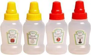 4Pcs Mini Ketchup Bottles, 25ml Refillable Condiment Squeeze Bottle Salad Dressing Tomato Bento Box Mayo Syrup Containers Condiment Squeeze Bottles 4Pcs Mini Ketchup Bottles, 25ml Refillable Condiment Squeeze Bottle Salad Dressing Tomato Bento Box Mayo Syrup Containers Condiment Squeeze Bottles