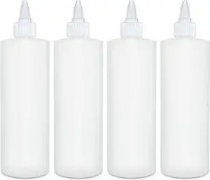 BRIGHTFROM Condiment Squeeze Bottles, 16 OZ Empty Squirt Bottle with Twist Top Cap, Leak Proof - Great for Ketchup, Mustard, Syrup, Sauces, Dressing, Oil, Arts and Crafts, BPA FREE Plastic - 4 PACK BRIGHTFROM Condiment Squeeze Bottles, 16 OZ Empty Squirt Bottle with Twist Top Cap, Leak Proof - Great for Ketchup, Mustard, Syrup, Sauces, Dressing, Oil, Arts and Crafts, BPA FREE Plastic - 4 PACK