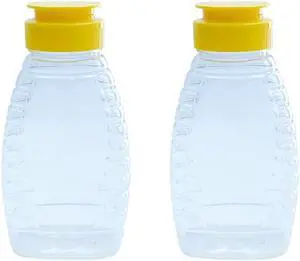 2pcs Empty Honey Jars Squeeze Bottles Plastic Honey Dispenser with Lids Refillable Condiment Container for Maple Syrup, Ketchup, Mustard, Salad Dressing 2pcs Empty Honey Jars Squeeze Bottles Plastic Honey Dispenser with Lids Refillable Condiment Container for Maple Syrup, Ketchup, Mustard, Salad Dressing