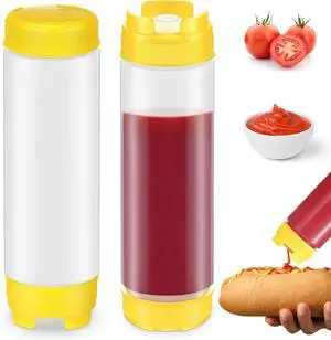 Didaey 2 Pcs 20 oz Sauce Bottles, Inverted Squeeze Condiment Bottle,Yellow | Refillable Tip Dispenser for Sour Cream, Condiment Squeeze Bottle for Sauces Ketchup, Self Sealing Valve for Restaurants Didaey 2 Pcs 20 oz Sauce Bottles, Inverted Squeeze Condiment Bottle,Yellow | Refillable Tip Dispenser for Sour Cream, Condiment Squeeze Bottle for Sauces Ketchup, Self Sealing Valve for Restaurants