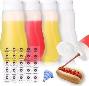 Condiment Squeeze Bottles for Ketchup Hot Sauce Liquids Oil with Caps for Condensed Milk and Mustard Salad Dressing Dispenser Clear Plastic Bottles Dressing Container HD PE BPA-free Condiment Squeeze Bottles for Ketchup Hot Sauce Liquids Oil with Caps for Condensed Milk and Mustard Salad Dressing Dispenser Clear Plastic Bottles Dressing Container HD PE BPA-free