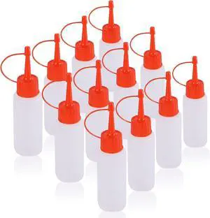 KINMAD 12 pcs 2 oz Plastic Empty Paint Crafts Squeeze Bottles for Glue, Condiments, and Cake Decorating KINMAD 12 pcs 2 oz Plastic Empty Paint Crafts Squeeze Bottles for Glue, Condiments, and Cake Decorating