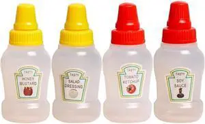 4Pcs Mini Ketchup Bottles, 25ml Refillable Condiment Squeeze Bottle Salad Dressing Tomato Bento Box Mayo Syrup Containers Condiment Squeeze Bottles 4Pcs Mini Ketchup Bottles, 25ml Refillable Condiment Squeeze Bottle Salad Dressing Tomato Bento Box Mayo Syrup Containers Condiment Squeeze Bottles