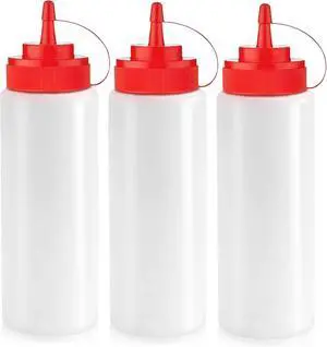 Norcalway 12 oz Condiment Squeeze Bottles for Sauces - Leak Proof Oil, Syrup, Dressing Squirt Bottles - 3 Pack Norcalway 12 oz Condiment Squeeze Bottles for Sauces - Leak Proof Oil, Syrup, Dressing Squirt Bottles - 3 Pack