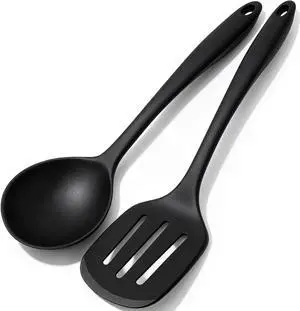 Heat Resistant Silicone Cooking Spatula and Spoon Set | BPA Free, For Nonstick Cookware, Large Cooking Utensils, For Serving, Mixing, Scraping, Dishwasher Safe Heat Resistant Silicone Cooking Spatula and Spoon Set | BPA Free, For Nonstick Cookware, Large Cooking Utensils, For Serving, Mixing, Scraping, Dishwasher Safe