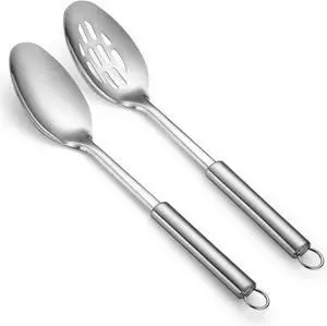 Cooking Spoons Set, ReaNea Stainless Steel Kitchen Solid Slotted Spoon, Cooking Utensils Set, Mixing, Serving, Stiring Large Spoons, Gifts for Home, Restaurant Cooking Spoons Set, ReaNea Stainless Steel Kitchen Solid Slotted Spoon, Cooking Utensils Set, Mixing, Serving, Stiring Large Spoons, Gifts for Home, Restaurant