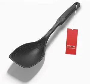 Large Silicone Cooking Spoon, Deep bowl & Measurement Mark, Solid, Black | 12 IN, Non-stick & Flat Edge Basting Spoon for Mixing, Serving, Scraping, BPA-Free, Seamless, Heat Resistant Kitchen Utensil Large Silicone Cooking Spoon, Deep bowl & Measurement Mark, Solid, Black | 12 IN, Non-stick & Flat Edge Basting Spoon for Mixing, Serving, Scraping, BPA-Free, Seamless, Heat Resistant Kitchen Utensil
