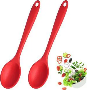 2 Pcs Large Silicone Spoons for Cooking, Red | Heat Resistant, Non-Stick, Mixing Spoon, Kitchen Cooking Baking Stirring Mixing Basting Tools 2 Pcs Large Silicone Spoons for Cooking, Red | Heat Resistant, Non-Stick, Mixing Spoon, Kitchen Cooking Baking Stirring Mixing Basting Tools