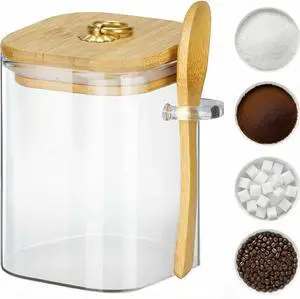 Glass Jars with Bamboo Lids and Spoons, 16 oz Glass Storage Containers | Dry Food Storage Sugar, Coffee, Nuts, Cookie, Candy, Tea, Airtight Kitchen Canisters Spice Jars Glass Jars with Bamboo Lids and Spoons, 16 oz Glass Storage Containers | Dry Food Storage Sugar, Coffee, Nuts, Cookie, Candy, Tea, Airtight Kitchen Canisters Spice Jars