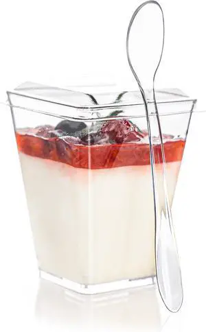 20 Pack 5oz Mini Dessert Cups with Soopns and Lids, Clear Dessert Bowls | Smalls Square Plastic Yogurt Parfait Cups Appetizer Cups for Wedding Party 20 Pack 5oz Mini Dessert Cups with Soopns and Lids, Clear Dessert Bowls | Smalls Square Plastic Yogurt Parfait Cups Appetizer Cups for Wedding Party