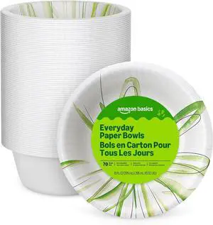 Amazon Basics Everyday Paper Bowls, 10 Oz, Disposable, 70 Count, White, Packaging May Vary Amazon Basics Everyday Paper Bowls, 10 Oz, Disposable, 70 Count, White, Packaging May Vary