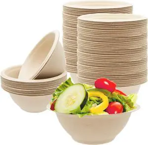 100 Pack 8oz Compostable Paper Bowls,Heavy-Duty Disposable Natural Bagasse Bowls,Biodegradable Soup Bowls,Eco-Friendly,Heat Resistant,for Ice Cream,Salad,Soup,Snack,Dessert,Pasta,Hot or Cold Use 100 Pack 8oz Compostable Paper Bowls,Heavy-Duty Disposable Natural Bagasse Bowls,Biodegradable Soup Bowls,Eco-Friendly,Heat Resistant,for Ice Cream,Salad,Soup,Snack,Dessert,Pasta,Hot or Cold Use