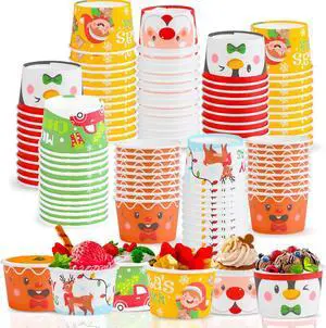 SULOLI Christmas Treat Snack Cups, 60 Pcs Xmas Paper Ice Cream Cups Santa Snowman Disposable Snack Bowls for Christmas Party Supplies Decorations(3OZ/100ML) SULOLI Christmas Treat Snack Cups, 60 Pcs Xmas Paper Ice Cream Cups Santa Snowman Disposable Snack Bowls for Christmas Party Supplies Decorations(3OZ/100ML)