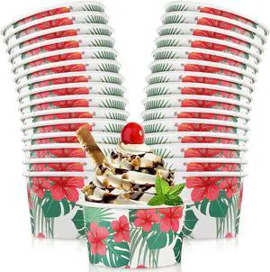 30 pcs 8 oz Hawaiian Ice Cream Cups Summer Hibiscus Flowers Ice Cream Bowls Disposable Tropical Palm Dessert Treat Snack Cups Paper Yogurt Bowls for Summer Birthday Hawaiian Party Supplies 30 pcs 8 oz Hawaiian Ice Cream Cups Summer Hibiscus Flowers Ice Cream Bowls Disposable Tropical Palm Dessert Treat Snack Cups Paper Yogurt Bowls for Summer Birthday Hawaiian Party Supplies