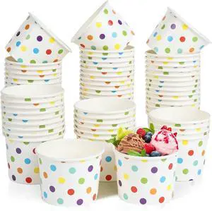 Paper Ice Cream Cups, 4 Oz, 50 Pack, Disposable Dessert Bowls for Hot Cold Foods, Paper Cups for Sundae, Frozen Yogurt, Soup Paper Ice Cream Cups, 4 Oz, 50 Pack, Disposable Dessert Bowls for Hot Cold Foods, Paper Cups for Sundae, Frozen Yogurt, Soup