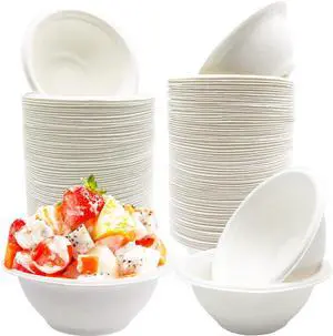 Haawooky 100 Pack White Disposable Paper Bowls, 8oz Natural Compostable, Eco-friendly Paper Biodegradable Bowls for Party, Salad, Dessert Haawooky 100 Pack White Disposable Paper Bowls, 8oz Natural Compostable, Eco-friendly Paper Biodegradable Bowls for Party, Salad, Dessert