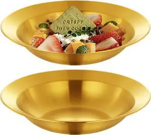 Unbreakable Stainless Steel Gold Pasta Bowls Wide Rim Salad Plates Salad Bowls Set for Serving Soup, Pasta, Noodle, Lightweight Dinner Plates Bowl - 7 Inch 2 PCS Unbreakable Stainless Steel Gold Pasta Bowls Wide Rim Salad Plates Salad Bowls Set for Serving Soup, Pasta, Noodle, Lightweight Dinner Plates Bowl - 7 Inch 2 PCS
