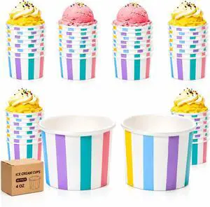 Ice Cream Cups 4 OZ, 50 Pack Colorful Disposable Paper Ice Cream Cups, Leak Resistant Dessert Cups for Ice Cream, Frozen Yogurt, Pudding and Party Supplies Ice Cream Cups 4 OZ, 50 Pack Colorful Disposable Paper Ice Cream Cups, Leak Resistant Dessert Cups for Ice Cream, Frozen Yogurt, Pudding and Party Supplies
